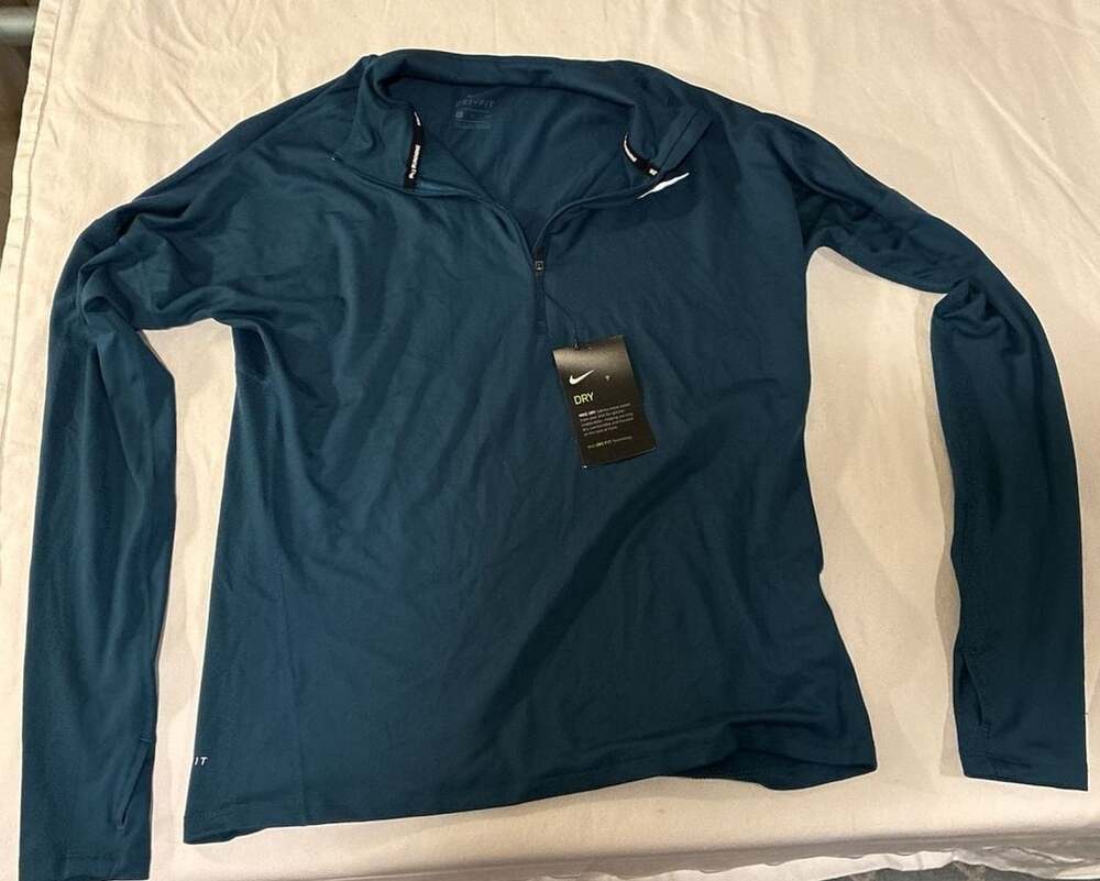 Nike Dry 1/2-Zip Teal Long Sleeve Running Pullover Shirt Women’s Size Small